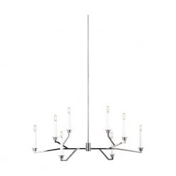 ED Ellen DeGeneres Hopton 8-Light Polished Nickel Modern Hanging Linear Candlestick Chandelier by Generation Lighting Designer Collections