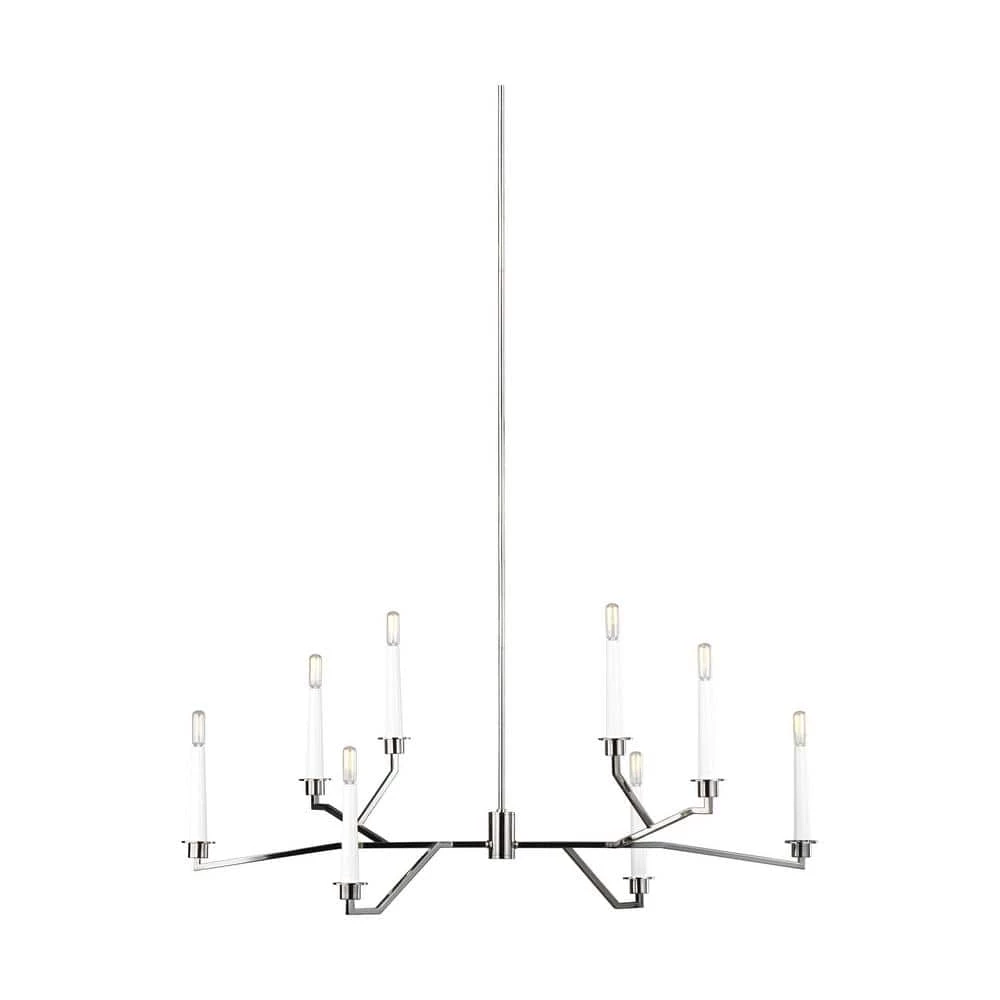 ED Ellen DeGeneres Hopton 8-Light Polished Nickel Modern Hanging Linear Candlestick Chandelier by Generation Lighting Designer Collections 3 ED Ellen DeGeneres Hopton 8-Light Polished Nickel Modern Hanging Linear Candlestick Chandelier by Generation Lighting Designer Collections