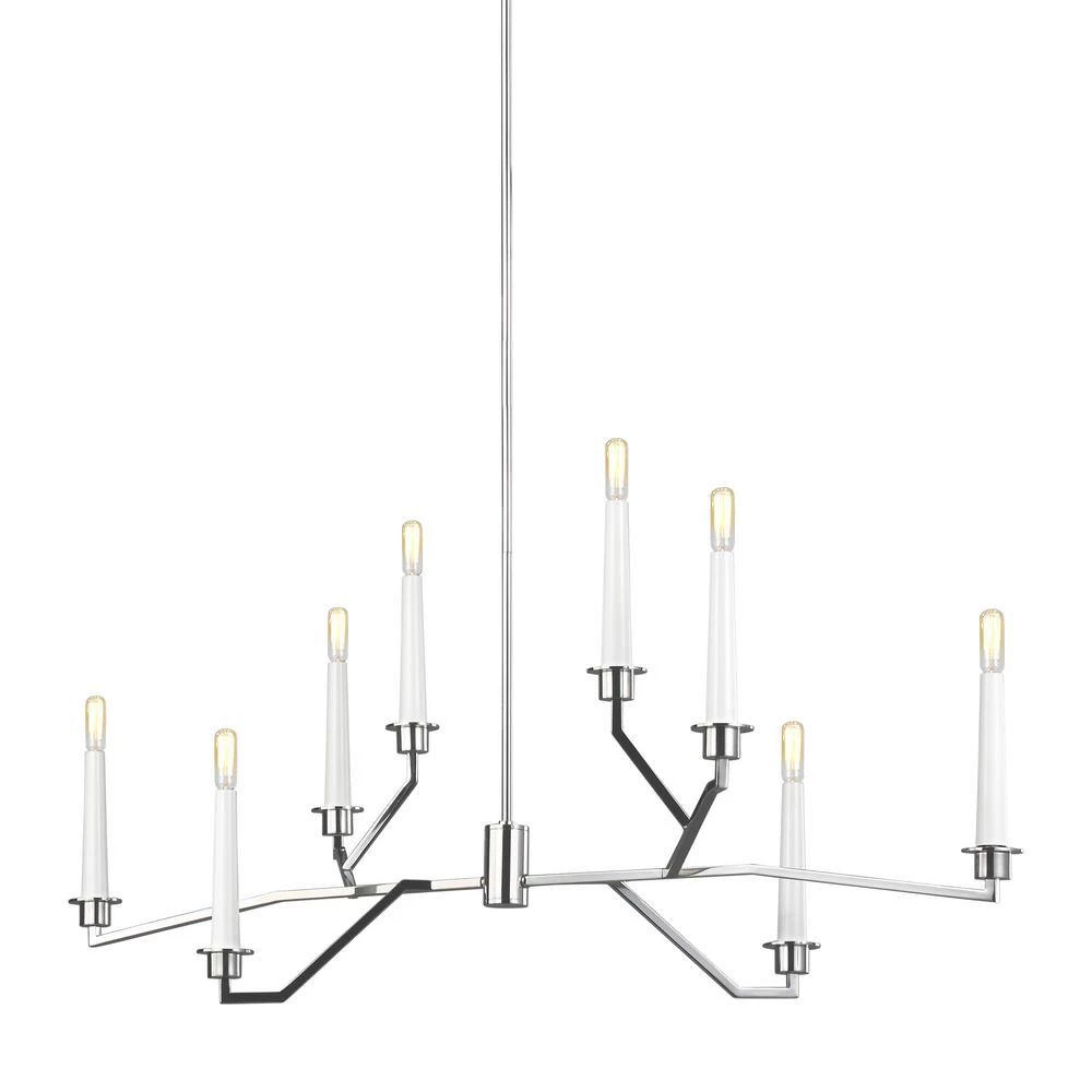ED Ellen DeGeneres Hopton 8-Light Polished Nickel Modern Hanging Linear Candlestick Chandelier by Generation Lighting Designer Collections 4 ED Ellen DeGeneres Hopton 8-Light Polished Nickel Modern Hanging Linear Candlestick Chandelier by Generation Lighting Designer Collections - Image 2