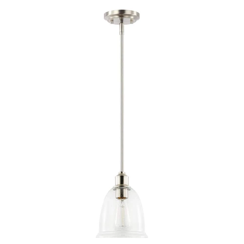 Austin 1-Light Satin Nickel Pendant with Clear Glass Shade by Light Society 3 Austin 1-Light Satin Nickel Pendant with Clear Glass Shade by Light Society