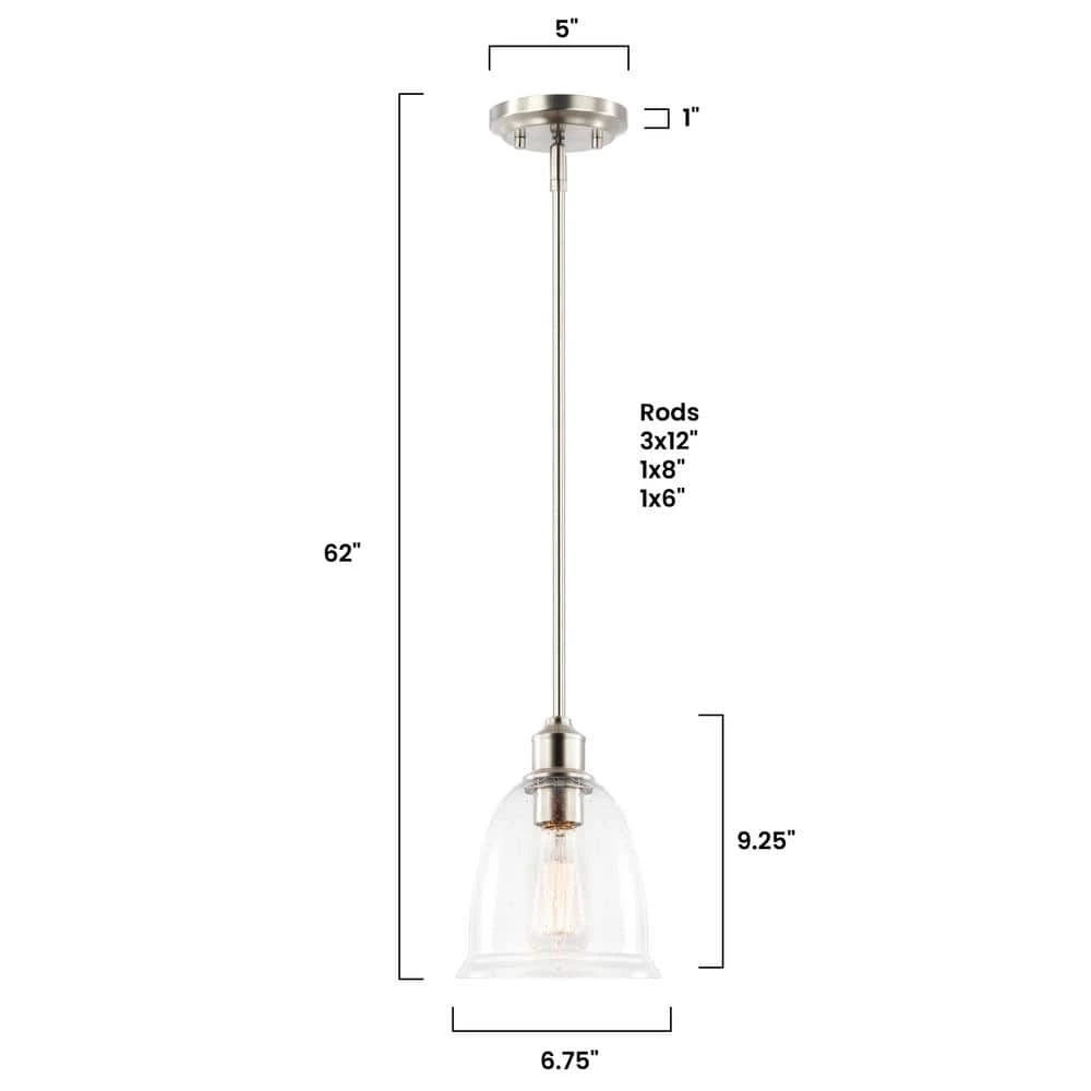 Austin 1-Light Satin Nickel Pendant with Clear Glass Shade by Light Society 10 Austin 1-Light Satin Nickel Pendant with Clear Glass Shade by Light Society - Image 8