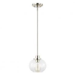 Sheridan 1-Light Satin Nickel Pendant with Clear Glass Shade by Light Society