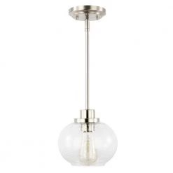 Sheridan 1-Light Satin Nickel Pendant with Clear Glass Shade by Light Society -Hot Sale Light Society Store satin nickel light society chandeliers ls c244 sn c3 1000