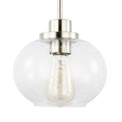 Sheridan 1-Light Satin Nickel Pendant with Clear Glass Shade by Light Society -Hot Sale Light Society Store satin nickel light society chandeliers ls c244 sn fa 1000