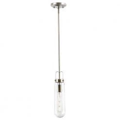 Tahoe 1-Light Satin Nickel/Seeded Pendant with Glass Shade by Light Society