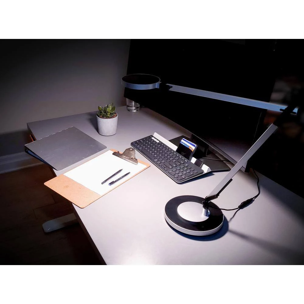 17.5 in. Silver Integrated LED Table Lamp with Adjustable Brightness by BAZZ 7 17.5 in. Silver Integrated LED Table Lamp with Adjustable Brightness by BAZZ - Image 5