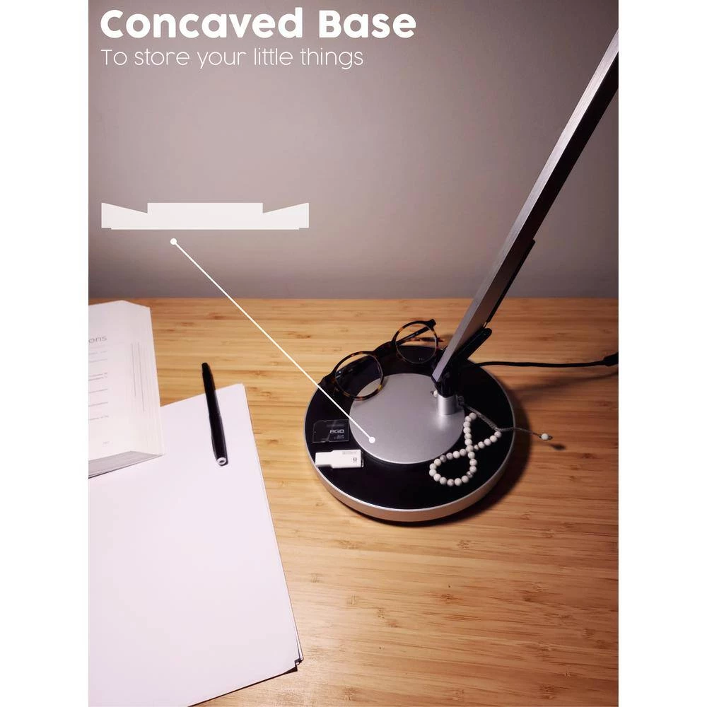 17.5 in. Silver Integrated LED Table Lamp with Adjustable Brightness by BAZZ 4 17.5 in. Silver Integrated LED Table Lamp with Adjustable Brightness by BAZZ - Image 2