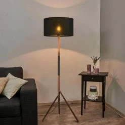 Noor 60.31 in. Walnut/Black Floor Lamp with Fabric Shade by Light Society -Hot Sale Light Society Store walnut black light society floor lamps ls f445 wl bk 31 1000