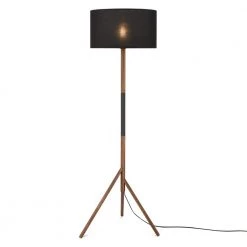 Noor 60.31 in. Walnut/Black Floor Lamp with Fabric Shade by Light Society