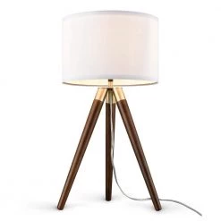 Celeste 22.8 in. Walnut Tripod Table Lamp with Fabric Shade by Light Society