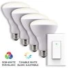 65-Watt Equivalent BR30 Dimmable RGBW Smart LED Light Bulb with Switch (4-Pack ) by BAZZ -Hot Sale Light Society Store white bazz colored light bulbs wfkit700 64 1000