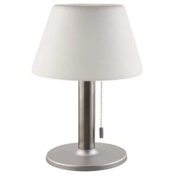 11 in. White Solar Powered Integrated LED Table Lamp by BAZZ