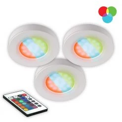 LED RGB Under Cabinet Puck Light (3-Pack) by BAZZ
