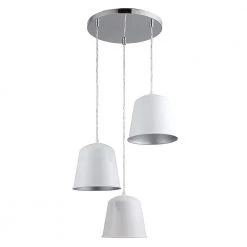 3-Light White Pendant with Metal Shades by DSI LIGHTING