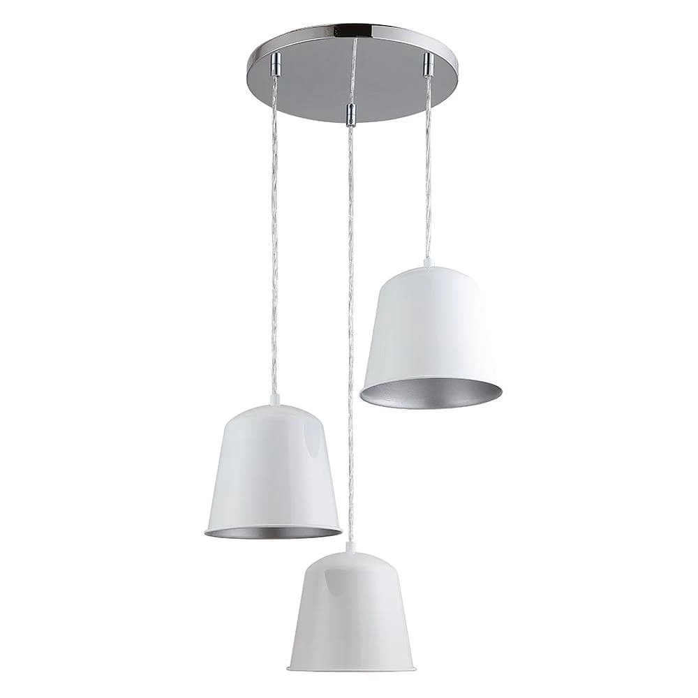 3-Light White Pendant with Metal Shades by DSI LIGHTING 3 3-Light White Pendant with Metal Shades by DSI LIGHTING